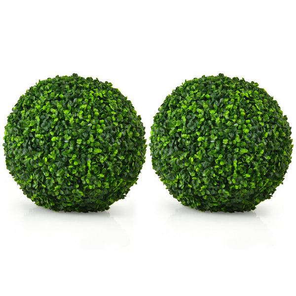 2 Pieces 19 Inch Artificial Topiary Balls Faux Boxwood Ball Plants