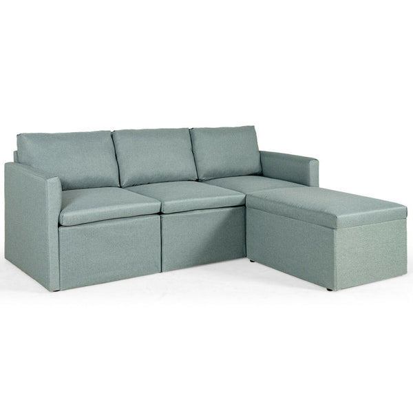 Convertible L-Shaped Sectional Sofa Couch with Reversible Chaise-Green