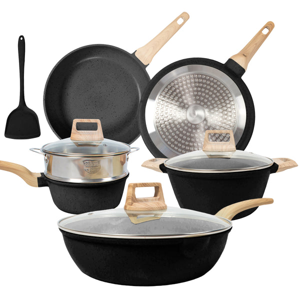 10-Piece Nonstick Ceramic Cookware Sets, Granite Pots and Pans Set