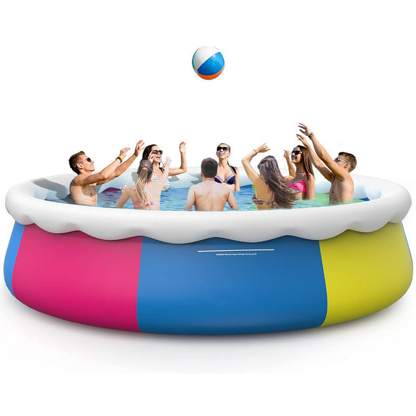 HONGGE 18ft x 48in Round Above Ground Inflatable Swimming Pool Set Include Ladder, Filter Pump and Cover