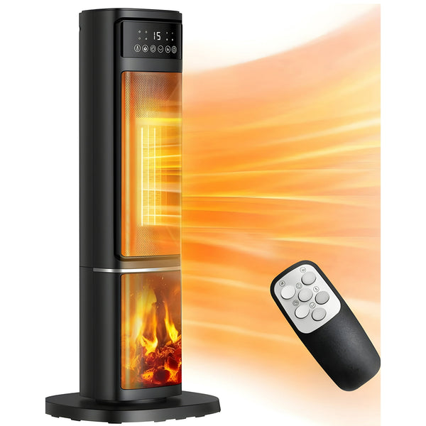 HONGGE 1500W Electric Ceramic Tower Space Heater with Remote, Black