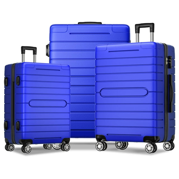 HONGGE 3 Piece Luggage Sets ABS Hardshell Hardside with TSA Lock, Blue