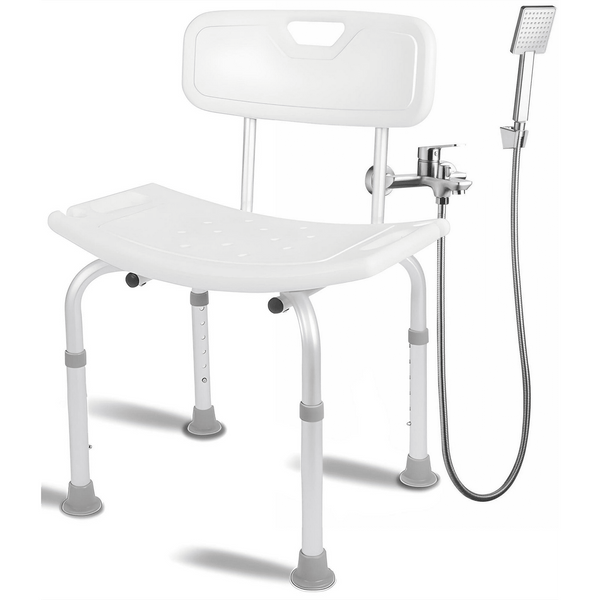 HONGGE 350Lbs Heavy Duty Shower Chair with Back, Bath Chair for Seniors, Elderly, Handicapped, Pregnant, White