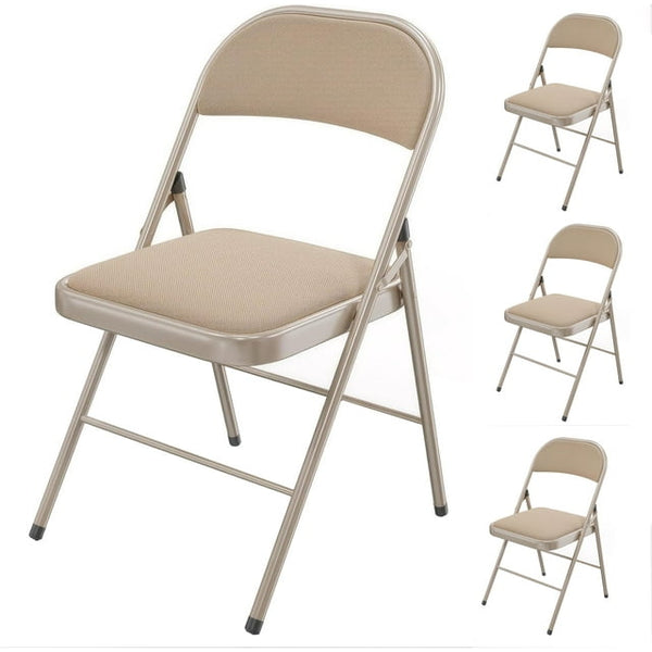 HONGGE 4 Pack Metal Padded Folding Chairs with Comfortable Cushion for Home and Office, for Indoor and Outdoor Events