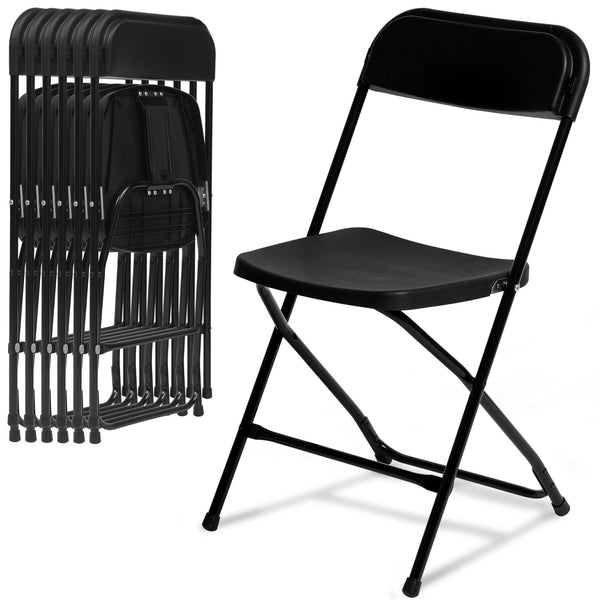 HONGGE 6 Pack Black Plastic Folding Chairs 350lb Capacity Indoor Outdoor Stackable Seat