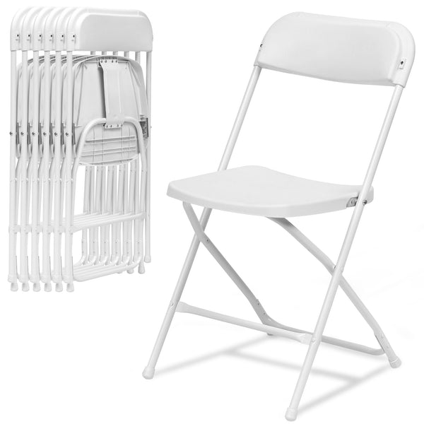 HONGGE 6 Pack Plastic Folding Chairs 350lb Capacity Portable Commercial Chair for Home Office Wedding Party Indoor Outdoor Events, Stackable, White