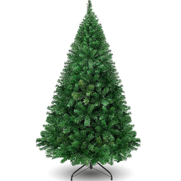 HONGGE 6ft Christmas Tree with 1000 Branch Tips Artificial Xmas Tree with Metal Hinges and Foldable Base Perfect for Indoor and Outdoor Holiday Decoration (6ft)