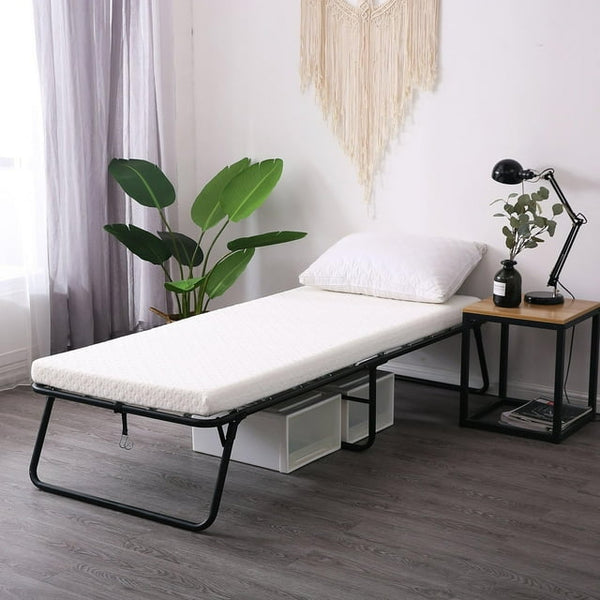 HONGGE Foldaway Guest Bed Cot Fold Out Bed - Portable Folding Bed Frame with Thick Memory Foam Mattress