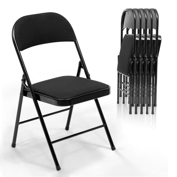 HONGGE Folding Chairs with Padded Seats - 6 Pack Fabric Padded Folding Chair with Steel Frame for Events Office Wedding Party, Indoor and Outdoor, 350 LBS Capacity