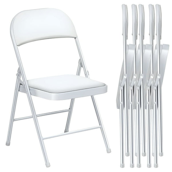 HONGGE Folding Metal Stool, 6 Pack, White