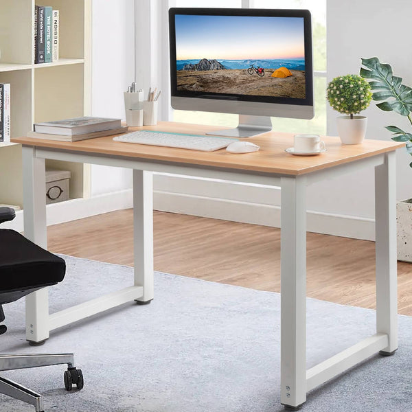 HONGGE Wood Computer Desk Office Table, Study Writing Table for Home Office Workstation, Beige