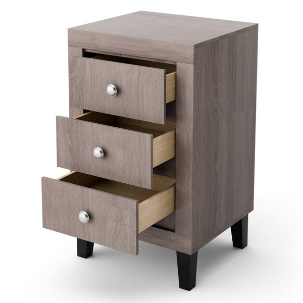 Modern Nightstand with 3 Drawers for Bedroom Living Room-Black