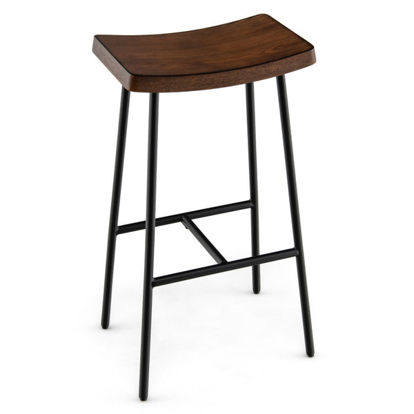 Industrial Saddle Stool with Metal Legs and Adjustable Foot Pads-24 inches