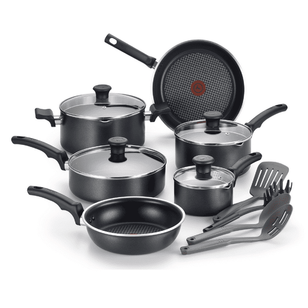 HONGGE Strain Nonstick Cookware Set, 14 piece Set, Black