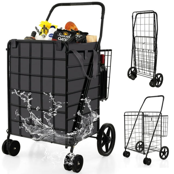 HONGGE Shopping Cart with Swivel Wheels Wide Cushion Handle