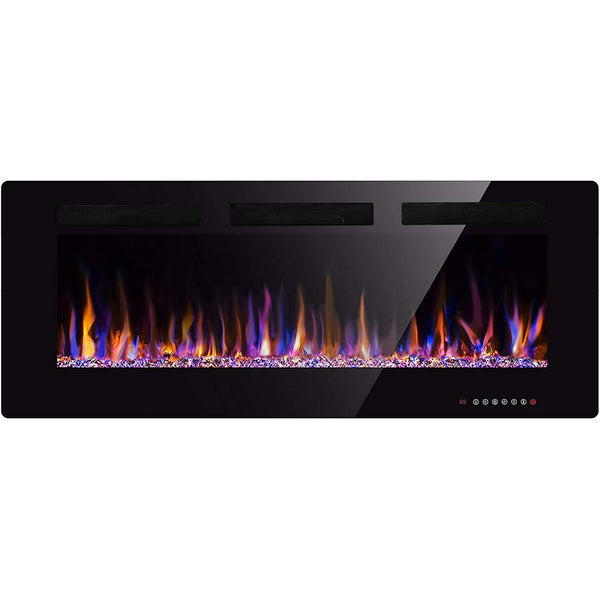 36 Electric Fireplace in-Wall Recessed and Wall Mounted 1500W Fireplace Heater and Linear Fireplace with Timer/Multicolor Flames/Touch Screen/Remote Control Black