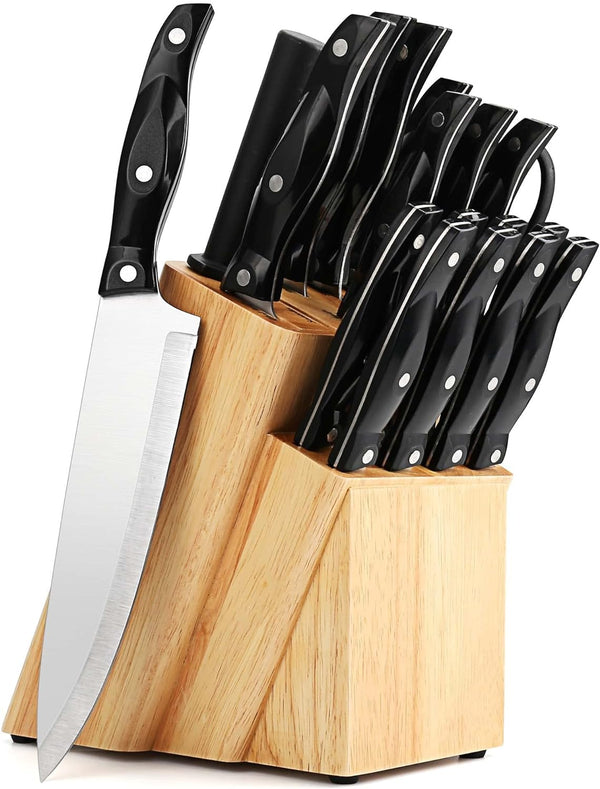 HONGGE Knife Block Set,19 Pieces Knife Set with Block,