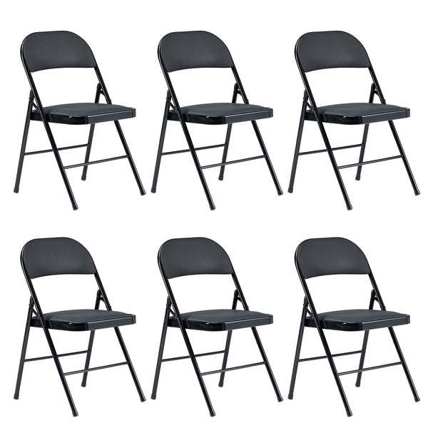 HONGGE Fabric Padded Folding Chair, Black, 6 Count