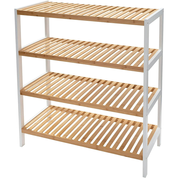 HONGGE 4 Tier White Sonora Bamboo Shelf