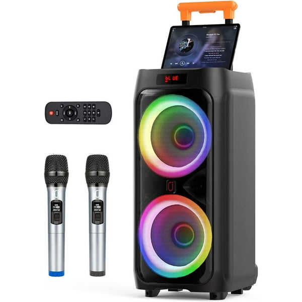 HONGGE Karaoke Machine with 2 Wireless Microphones