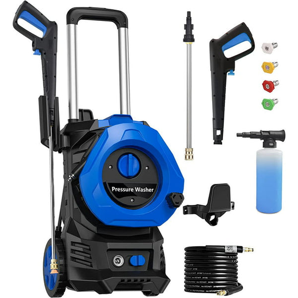 Electric Power Washer 4000PSI Max 2.6 GPM Pressure Washer with 25Ft Hose,Foam Cannon,4 Quick Connect Nozzles,Soap Tank Car Wash Machine Blue